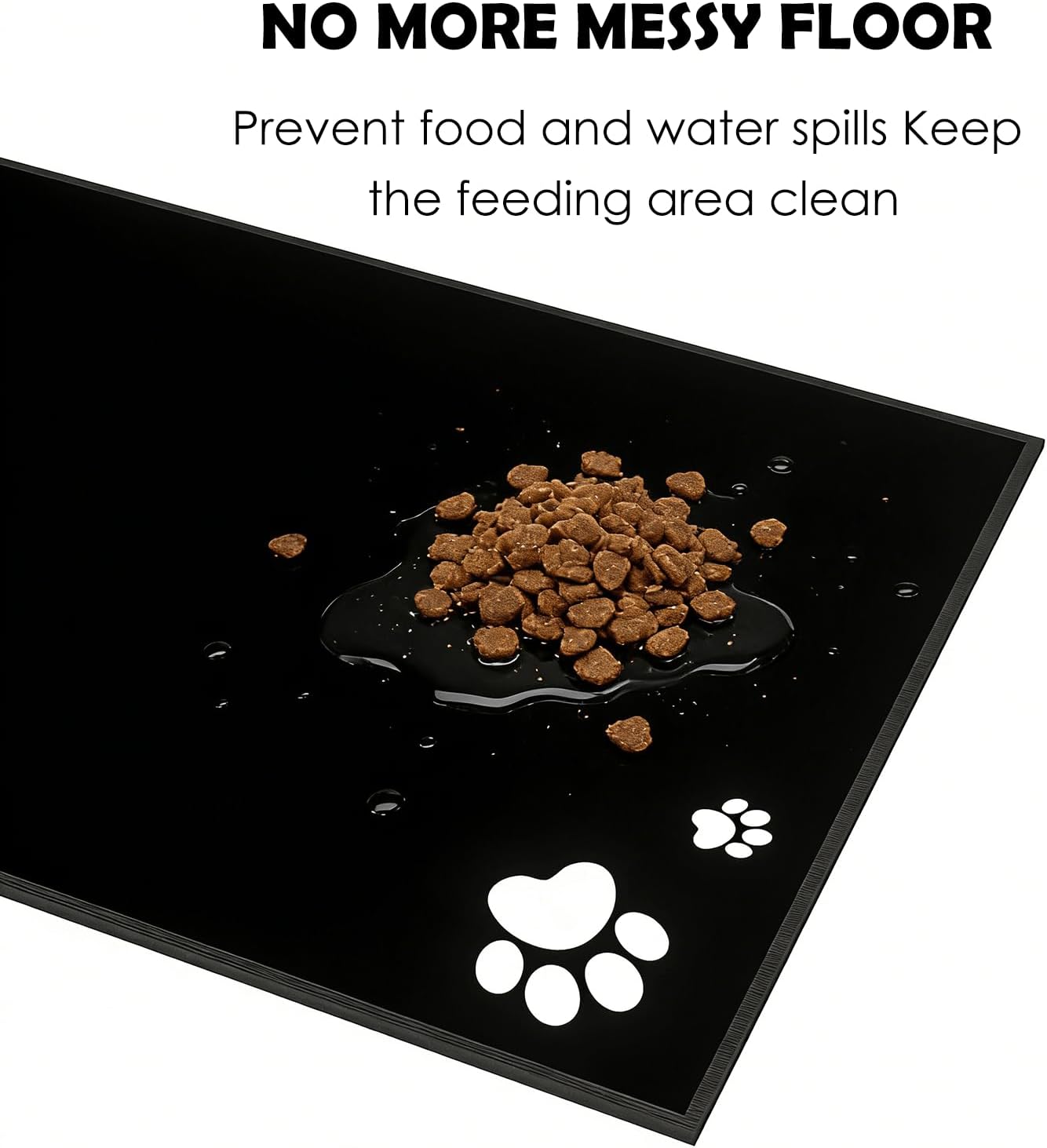 Elevated Cat Bowls with Splash Proof Mat for Kitten Puppy, 10° Tilted Raised Bowl Stand Anti-Vomiting, 2 Wide Shallow Stainless Steel Bowls, Whisker Friendly, 3.5" Tall