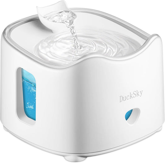 Ducksky Cat Water Fountain:Pet Drinking Fountain for Cats - Automatic Dog Water Dispenser Bowl,Water-Electricity Separation,Double Layered Water-Bucket & Visualization of Water-Level