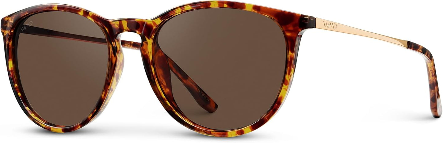 WearMe Pro Round Polarized Sunglasses for Women - UV400 Protection, Lightweight Frame, Vintage Retro Style