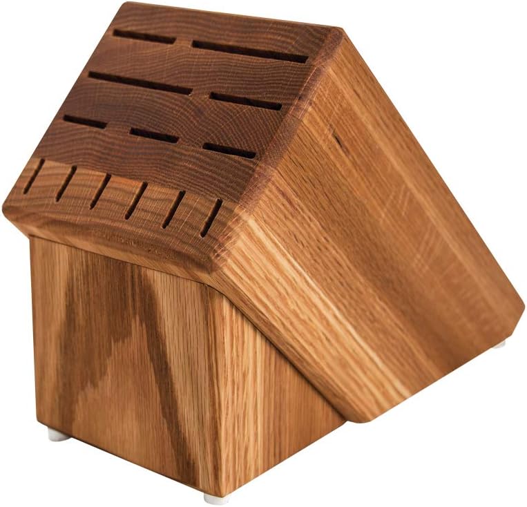Rada Cutlery Essential Oak Block (B58), 13 Knife Slots, Non-scratch Pads, 8" x 9" x 5"
