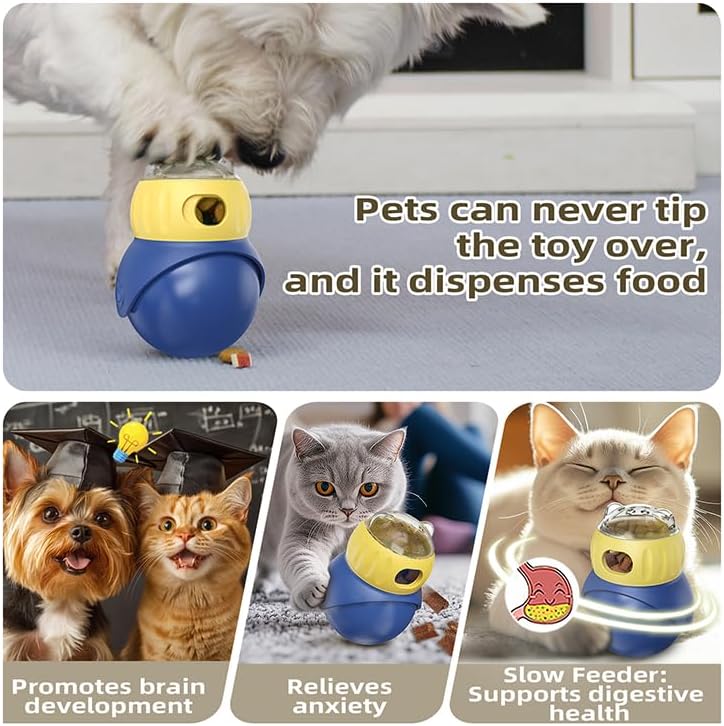Interactive Cat Puzzle Toy - Adjustable Treat Dispensing Food Dispenser Slow Feeder Bowls, Boredom Busters for Cat to Keep Them Engaged and Busy