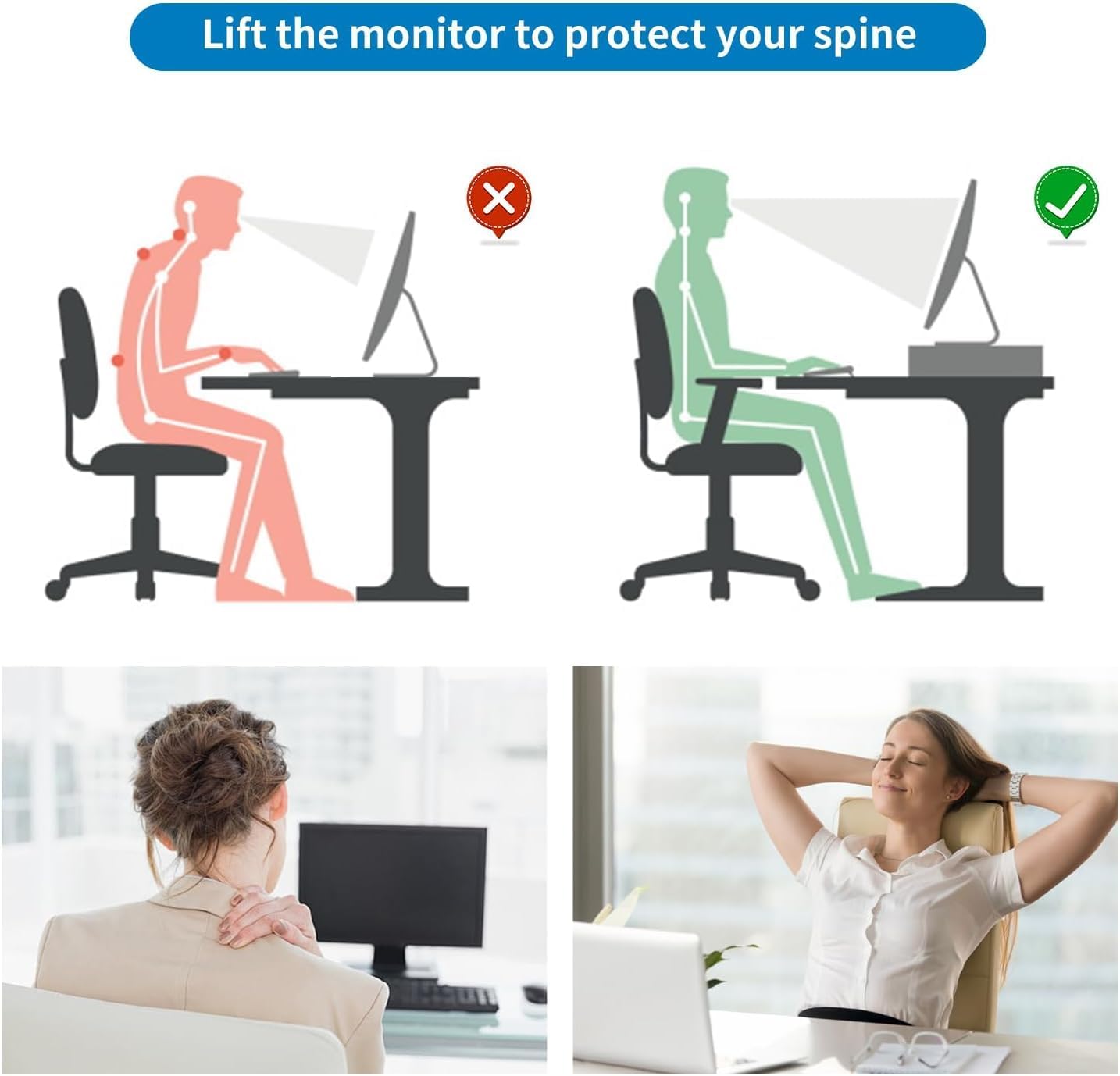 gianotter Computer Monitor Stand Riser, Desk Organizers and Accessories with Drawer, Office Desk Accessories & Workspace Desktop Organizers Storage for Printer Stand (Black)