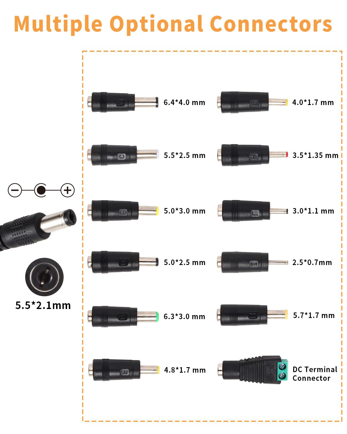 3~12V 12A 144W Adjustable Universal Power Supply Adapter, 3V 4V 5V 6V 7V 8V 9V 10V 11V 12V Variable DC Power Supply with Voltage Display 100V-240V 50-60Hz AC to DC Converter for LED Strip Light Router