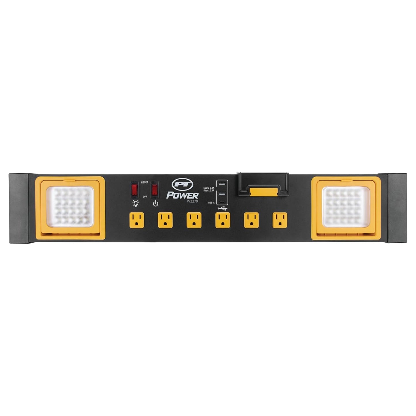 Performance Tool W2279 Commercial Grade Power Station with 6 Outlets, 2 USB Ports, Built-In Cradle, and LED Lights, Ideal for Workshops and Garages