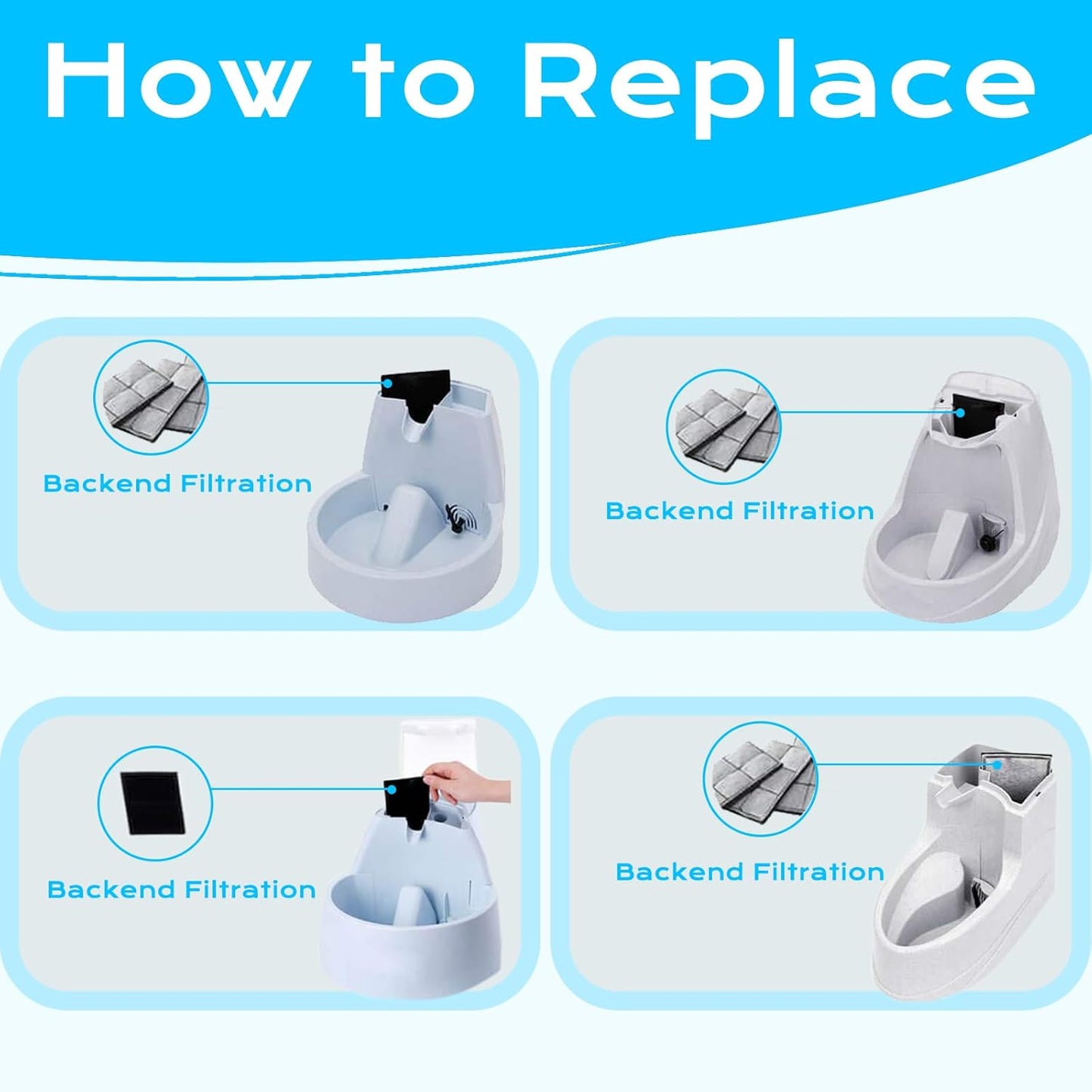 Cat Water Fountain Filters, Compatible with Drinkwell Premium Platium Cat Dog Fountain Charcoal Replacement Water Filters, 12 Pack