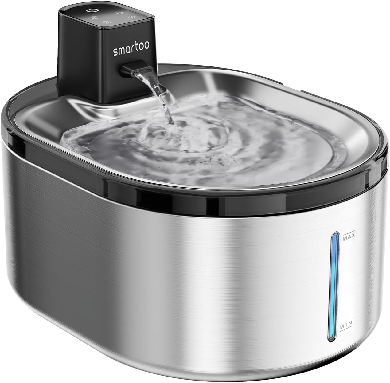 Wireless Cat Water Fountain Stainless Steel, 152oz/4.5L Cat Fountain Battery Operated, Cordless Pet Water Fountain for Cats & Dogs with Motion Sensor, Ultra Quiet Pump, Multi-Filtration