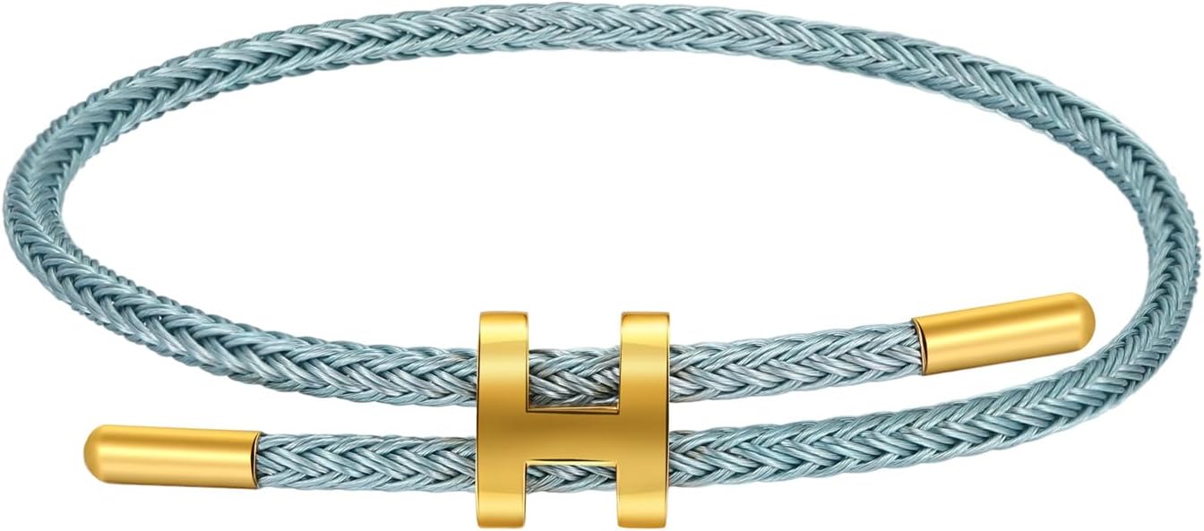 AIMADE Bracelets for Women Adjustable Charm Bracelet, 18k Gold-plated Buckle Design Titanium Steel Wire Rope Women's Gift Jewelry