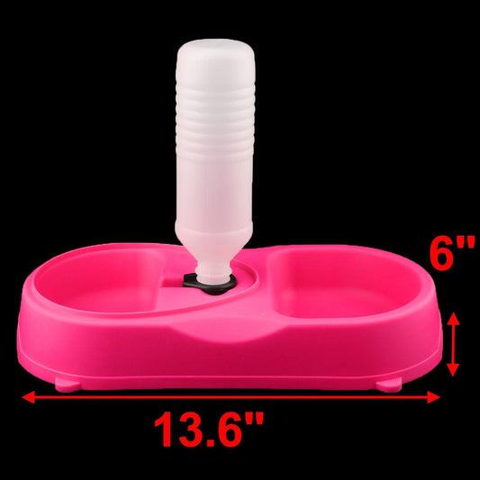 Plastic Puppy Dog Cat Pet Water Drinking Fountain Food Feeder Bowl Fuchsia (id: c28 be8 55d f03 1fa