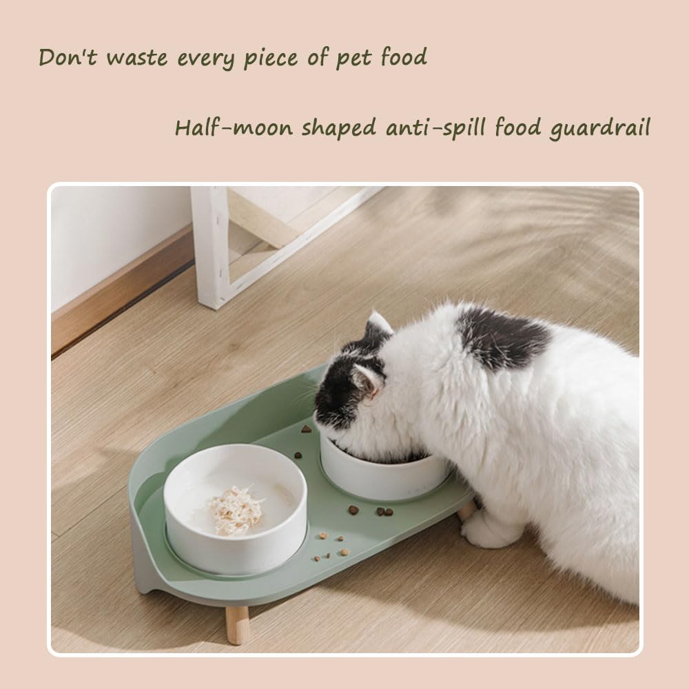Elevated Cat Food Stand, Cervical Spine Protection Pet Bowls, Splash Proof Modern Dog Bowls, Raised Cat Food and Water Bowl Set