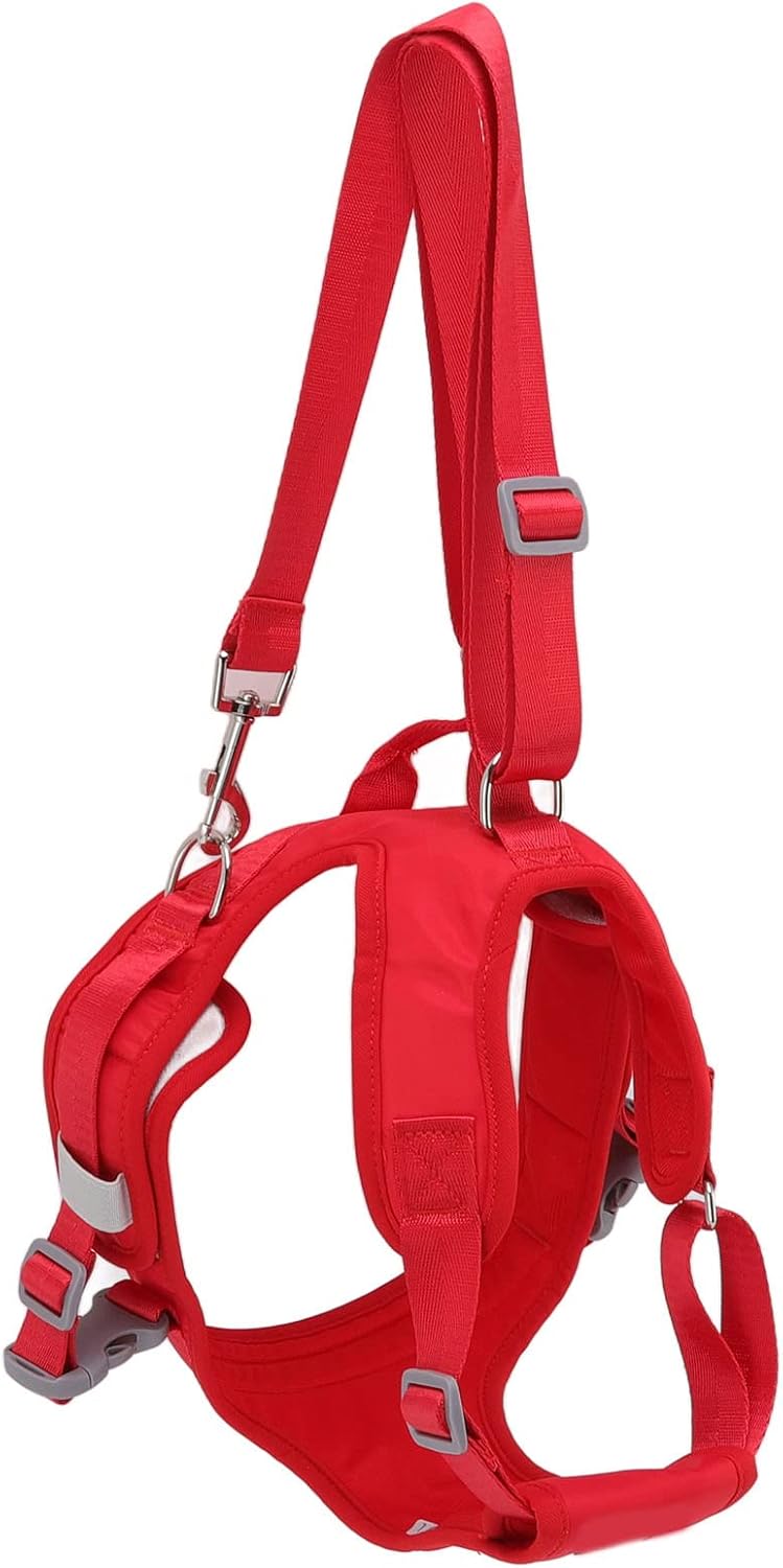 Dog Lift Harness Adjustable Safe Recovery Aid Puppy Front Leg Support Sling for Old Disabled Injured Pet Red Fleece Lining (L)