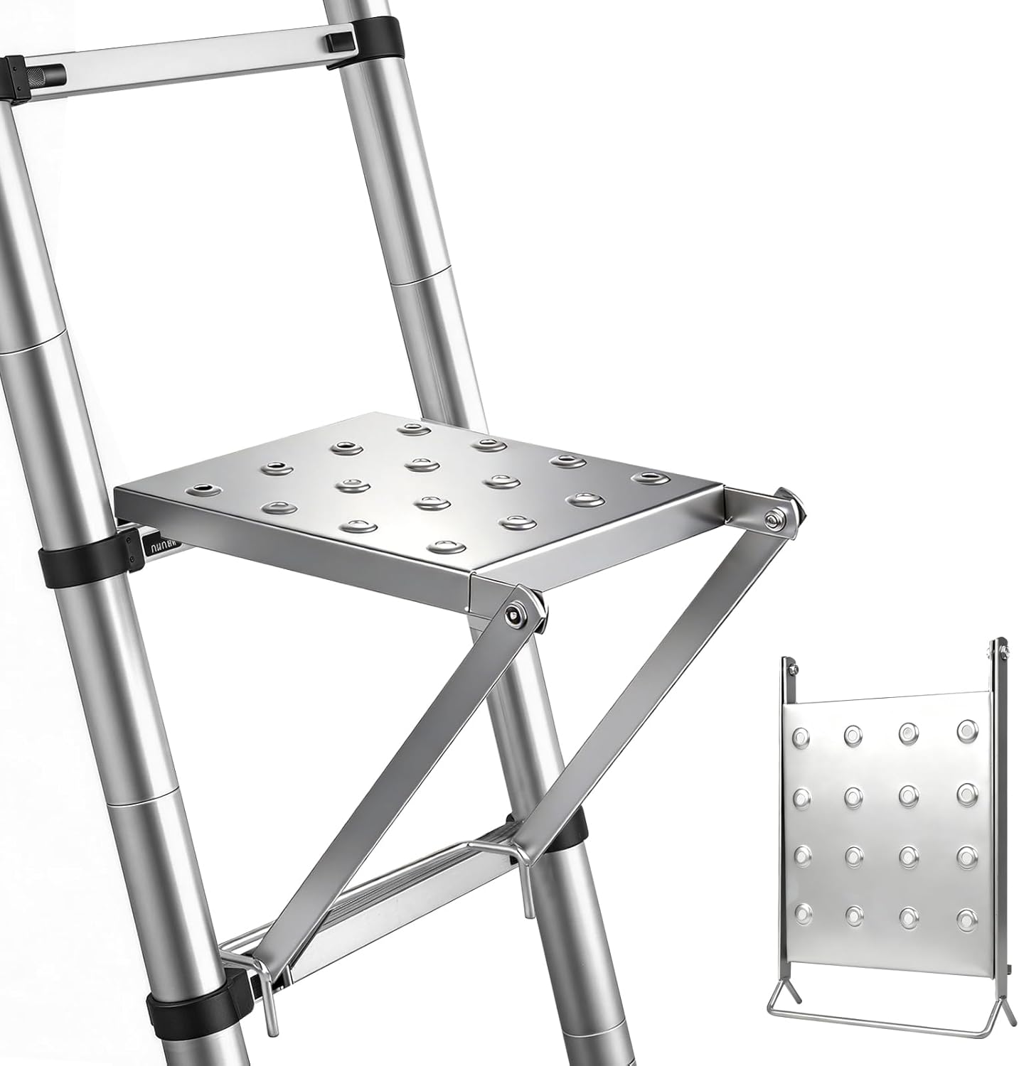 Ladder Platform for Standing, Extension Ladder Work Platform, Foldable Anti-Slip Ladder Platform Accessory for Paint and Tool, Ladder Step Attachment Project Tray, Alloy Steel Holds 400lbs