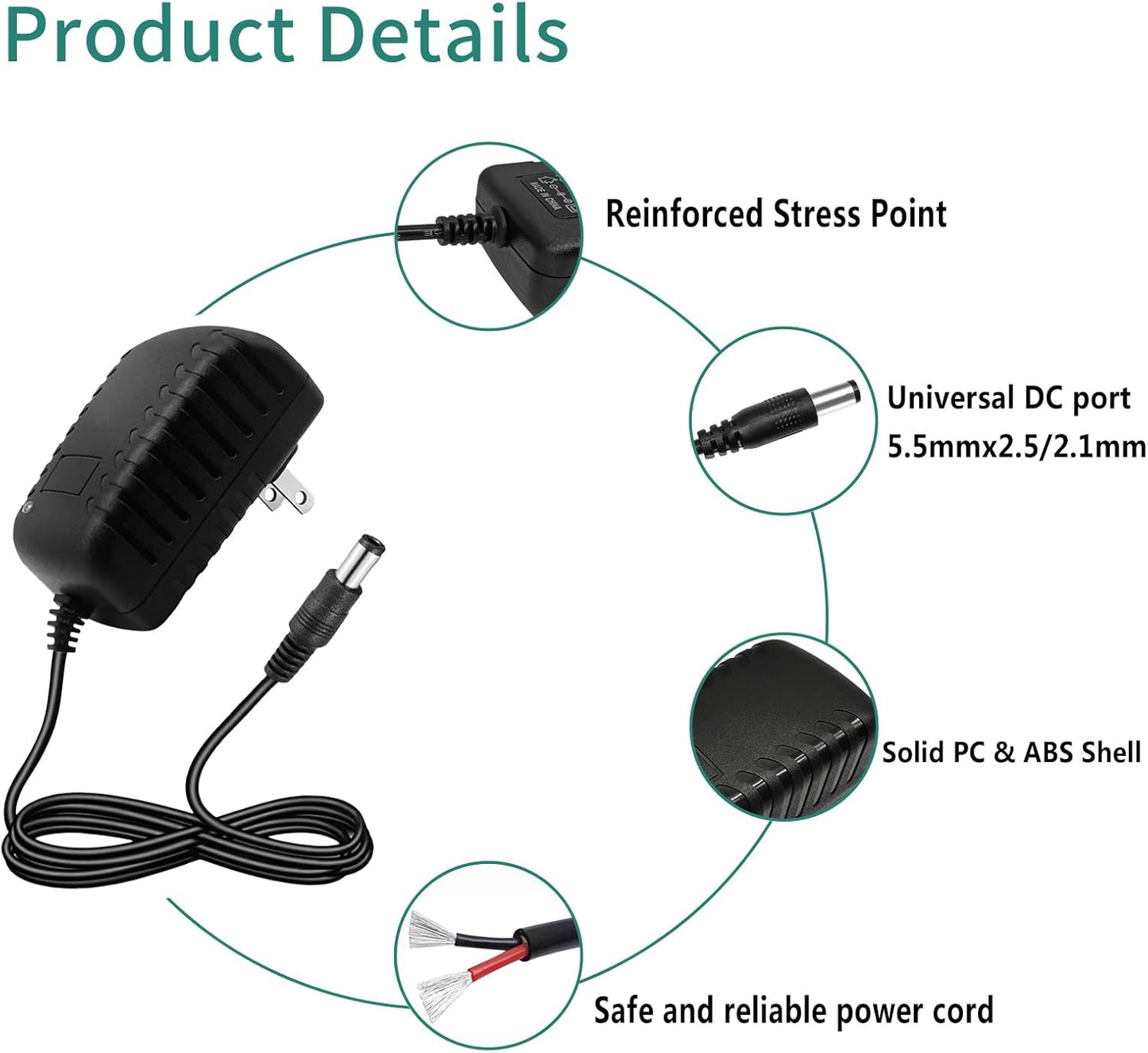 24V 1A Power Supply AC Adapter 100-240V AC to DC Converter 24 Volt 1 Amp 1000mA Switching Power Adapter 5.5x2.5/2.1mm Plug for LED Strip Light CCTV Camera