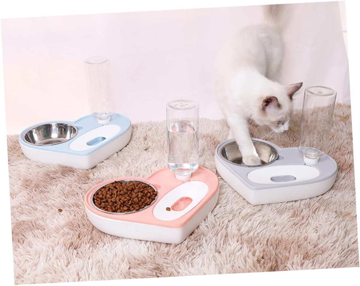 Milisten Automatic Water Dispenser Pet Water Feeder Heart Shaped Bowl Dog Cat Drinking Supplies Grey