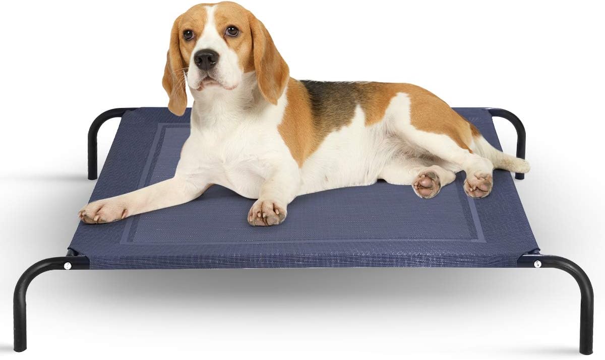 Giantex Elevated Pet Bed for Medium Large Dogs, Keep Pets Cool, Portable Raised Pet Cot Indoor Outdoor Camping, Waterproof Breathable Mat Steel Frame, Easy Assembly (Large)