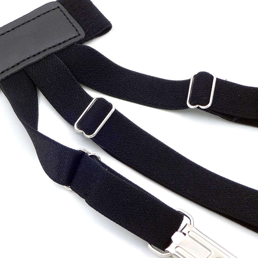 Mens Shirt Stays Upgrade Adjustable Elastic Garter Military Shirts Holder with Non-slip Locking Clamps