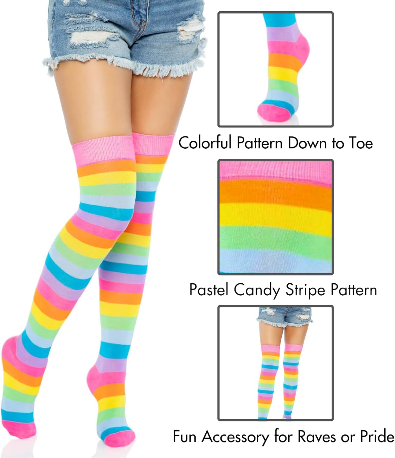 Leg Avenue Women's Rainbow Pride Festival Thigh Highs Socks