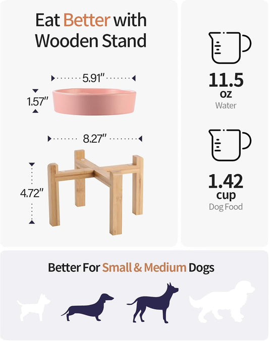 Pink Ceramic Slow Feeder Dog Bowl for Small and Medium Breed,Elevated/Raised 6.1 in Slow Feeding Bowl,Puzzle Dog Food Bowl for Fast Eater,Maze Dish for Fast Eater