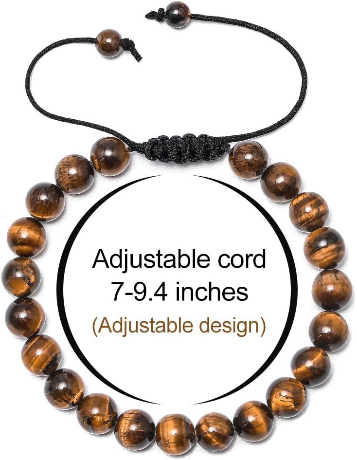 M MOOHAM Easter Gifts for Mens Boy Easter Basket Stuffers - Beaded Natural Stone 8mm Tiger Eye Matte Agate Lava Rock Bracelets Set for Men Teen Boys Dad Grandpa Birthday Gifts Jewelry