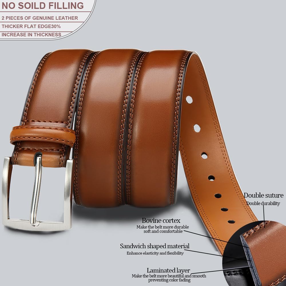 DOOPAI Mens Dress Belt - Genuine Leather Dress Belts For Men,Casual Suit Jeans Belt-Single Prong Buckle black belt