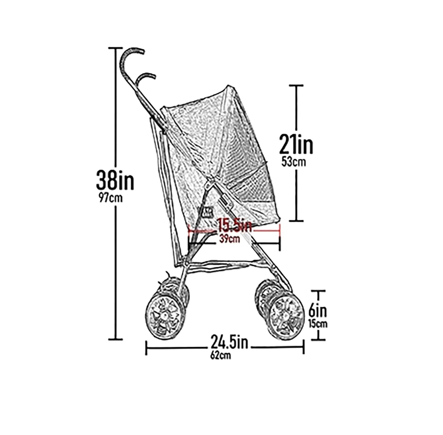 Pet Gear Travel Lite Plus Stroller, Compact, Easy Fold, No Assembly Required, Large Wheels for Cats and Dogs up to 15 pounds, Light Pink
