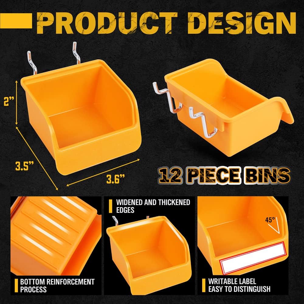 ELEAD 260 Piece Pegboard Hooks 1/8 and 1/4 inch Peg Board Organizer Accessories with Pegboard Bins for Organizing Various Tools in The Garage, Workshop & Craft Room