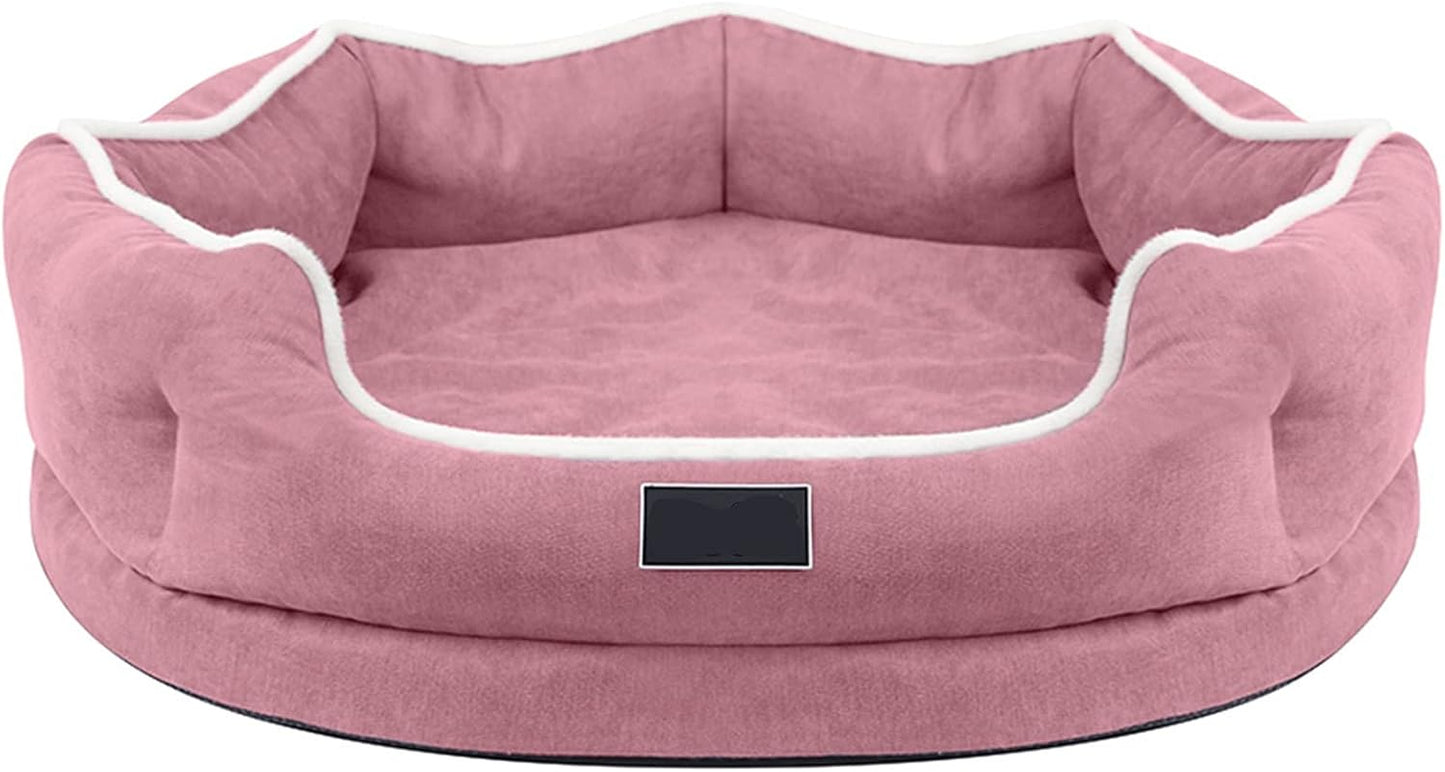 Large Pet Cat Dog Bed Winter Warm Soft Sofa Cozy Dog House Removable Dog Nest Baskets Square Cushion for Dogs Sleeping Supplies. (Color : Blue Size : 70cmX60cmX20cm) (Pink 55cmX45cmX20cm)