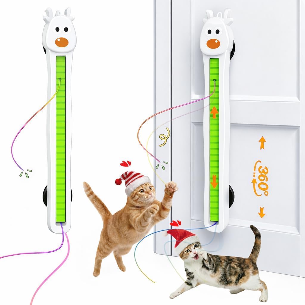 Interactive Cat Toy for Indoor Cats: Door-Mounted Automatic Moving Enrichment Cat Toy with Adjustable Motion Modes, Rechargeable Electric for Kittens & Bored Adult Cats, Hands-Free Pet Play Accessory