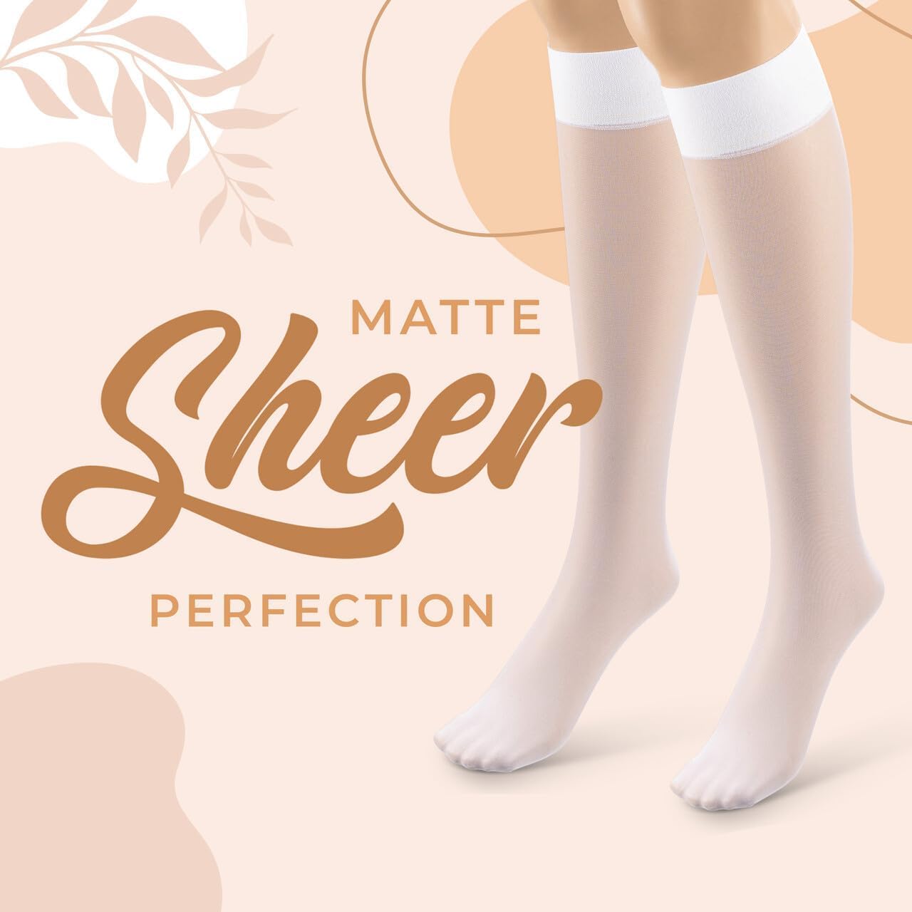 Silky Toes Sheer Knee High Stockings for Women, 6 Pairs Nylon Trouser Socks ﻿With Comfort Top