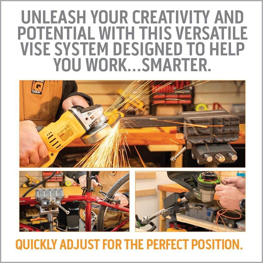 360° Rotating Bench Vise with 5" Jaw Pads - Versatile Woodworking & Pipe Vise for Home Improvement Projects - Compatible with Work Table Workbenches & IQ Connect Accessories