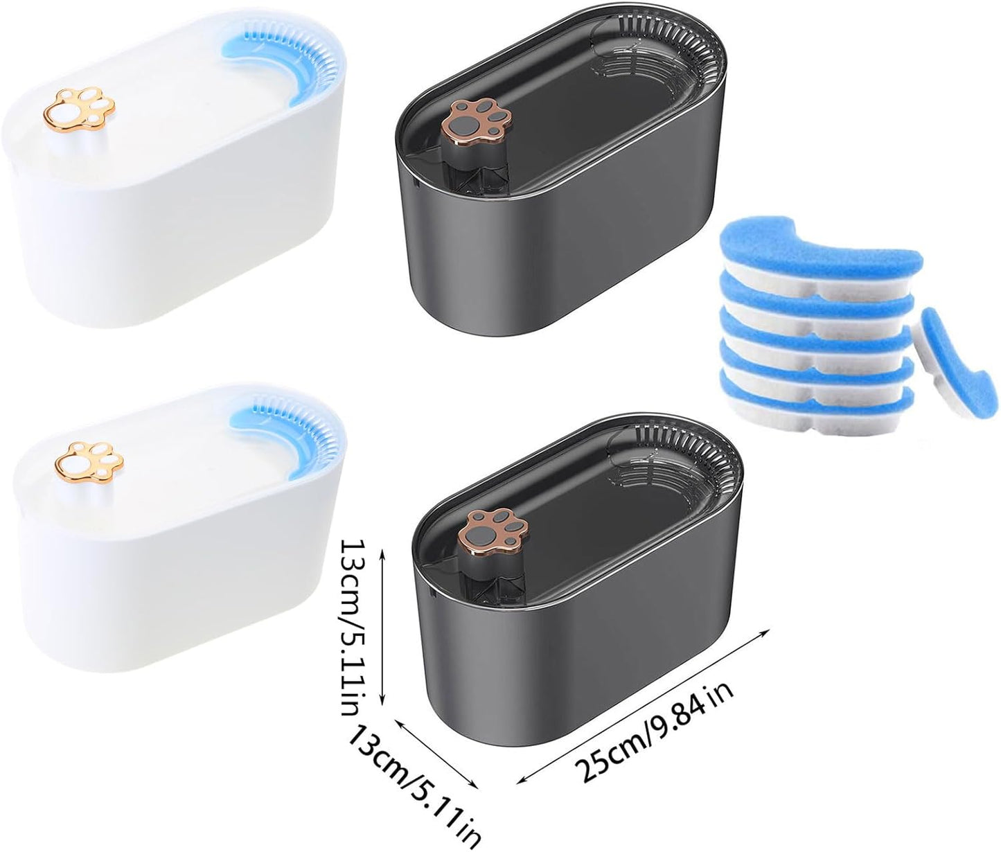 Water Fountains Automatic Pet Drinking Bowl Quiet Water Dispenser 3000mL Large Capacity Multiple Layer Filtration