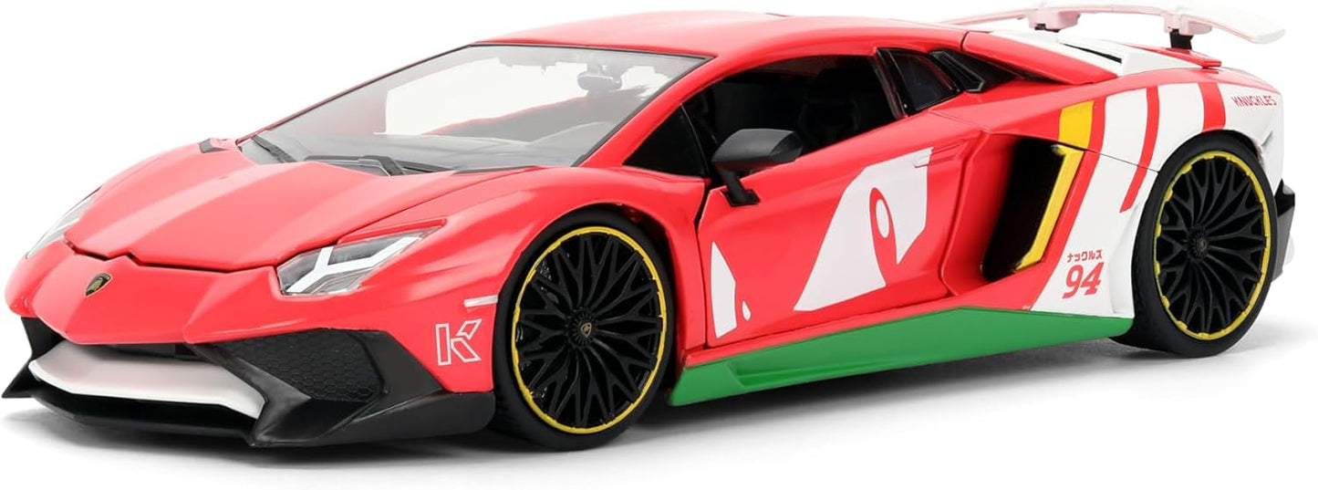 Jada Sonic Knuckles with Lamborghini Aventador SV – Hollywood Rides Die-Cast Vehicle & Knuckles Figure Toys – Opening Doors & Hood – Ages 8+
