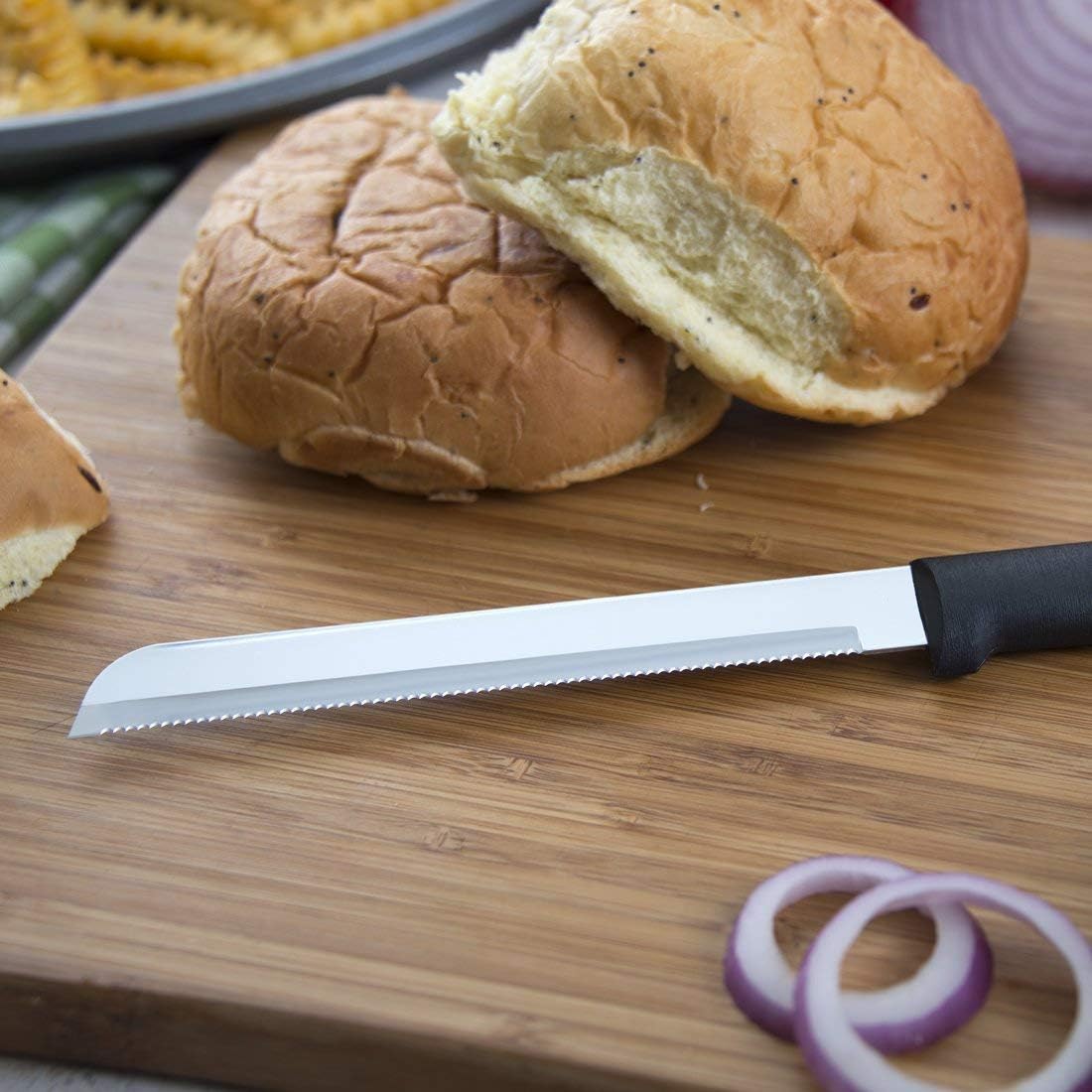 Rada Cutlery Essential Oak Block Set (G258), 8-Piece Block Knife Set, Stainless Steel Blades, Black Handle