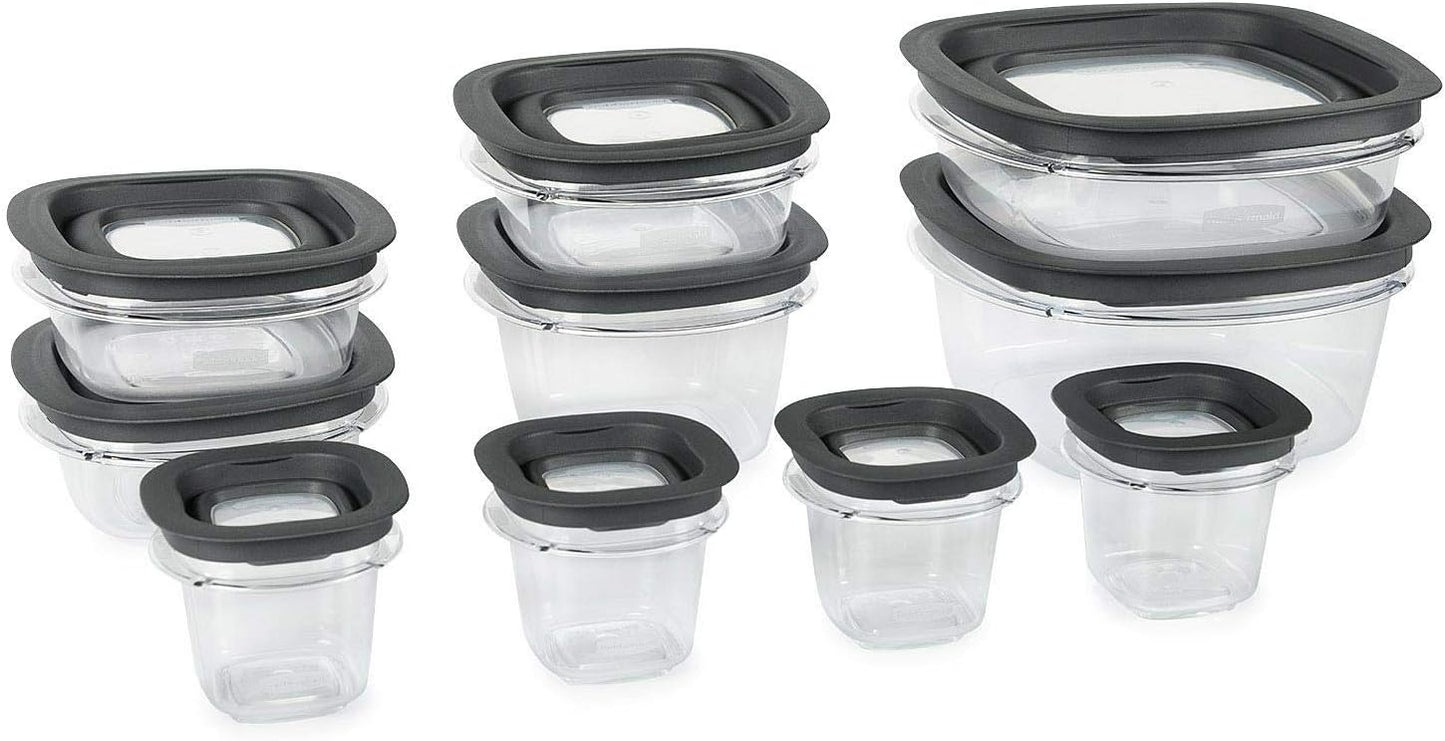 Rubbermaid Premier Crystal Clear Stain Resistant 20 Piece Set Grey Lids