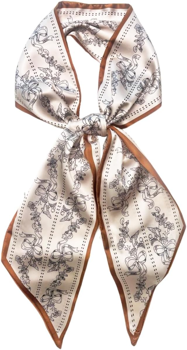 Julunar Hair Scarf for Women Silky Long Neck Head Scarves Purse Bag Scarfs for Handbag Satin Headscarf