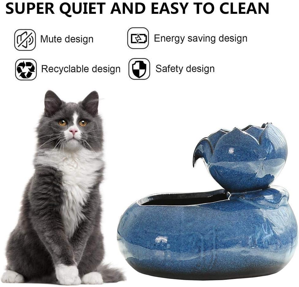 Cat Water Fountain - Safe Portable Pet Water Feeder Ultra-Quiet Automatic Circulation Pet Supplies (Color : Blue) (Brown)