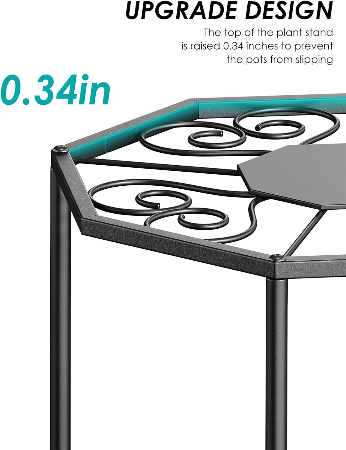 5-Pack Metal Plant Stands for Outdoor Indoor, Anti-Rust Iron Flower Pot Stand, Heavy Duty Plant Pot Shelf for Multiple Plant, Decoration Racks for Home, Patio & Garden (Black)