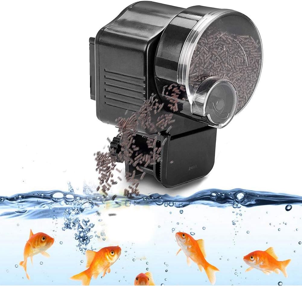 Joyzan Automatic Fish Feeder, Auto Feeding Food Dispenser Aquarium Programmable Electric Self Powered Battery Timer Vacation Holidays Small Turtle Tank Betta Flakes Pellet Strips Pond Weekend Day