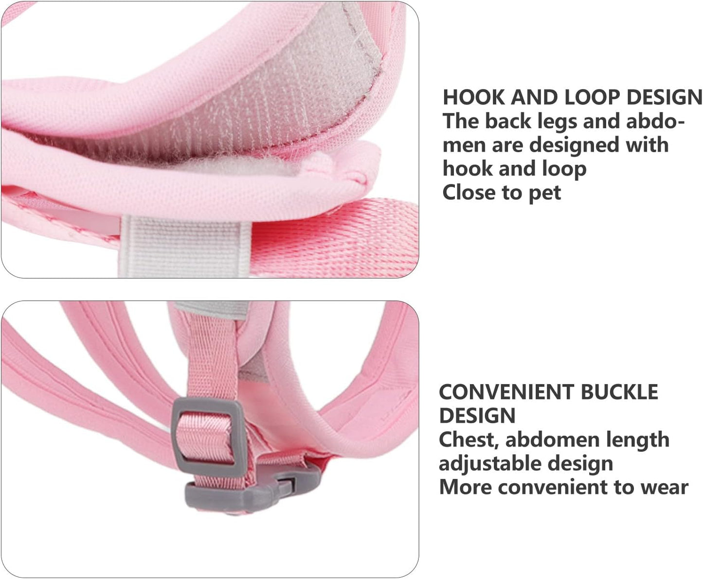 Dog Lift Harness Adjustable Safe Comfortable Puppy Hind Leg Support Sling Vest for Old Disabled Rehabilitation Dogs Pink Fleece Lining (S)