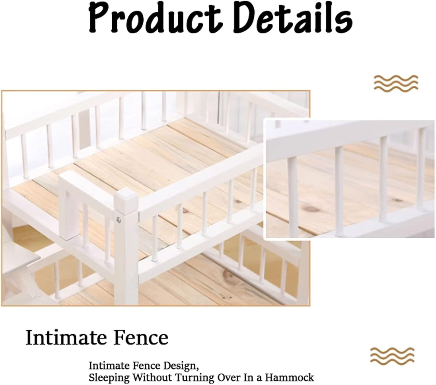 Dog Bed Double-Layer Wooden Dog Bed Elevated Pet Bed Frame Double Dog Bed Pet Sofa with Steps Dogs Stairs Suitable for Cats and Small Dogs for Dogs Pet Cat (B)
