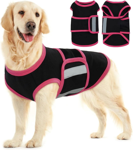 Allroaring Dog Anxiety Vest, Soft Dog Calming Shirt, Reflective Anti-Anxiety Vest Breathable Pet Anxiety Jacket Wrap for Fireworks, Thunderstorms, Separation, Travle, Vet Visits, Black XL