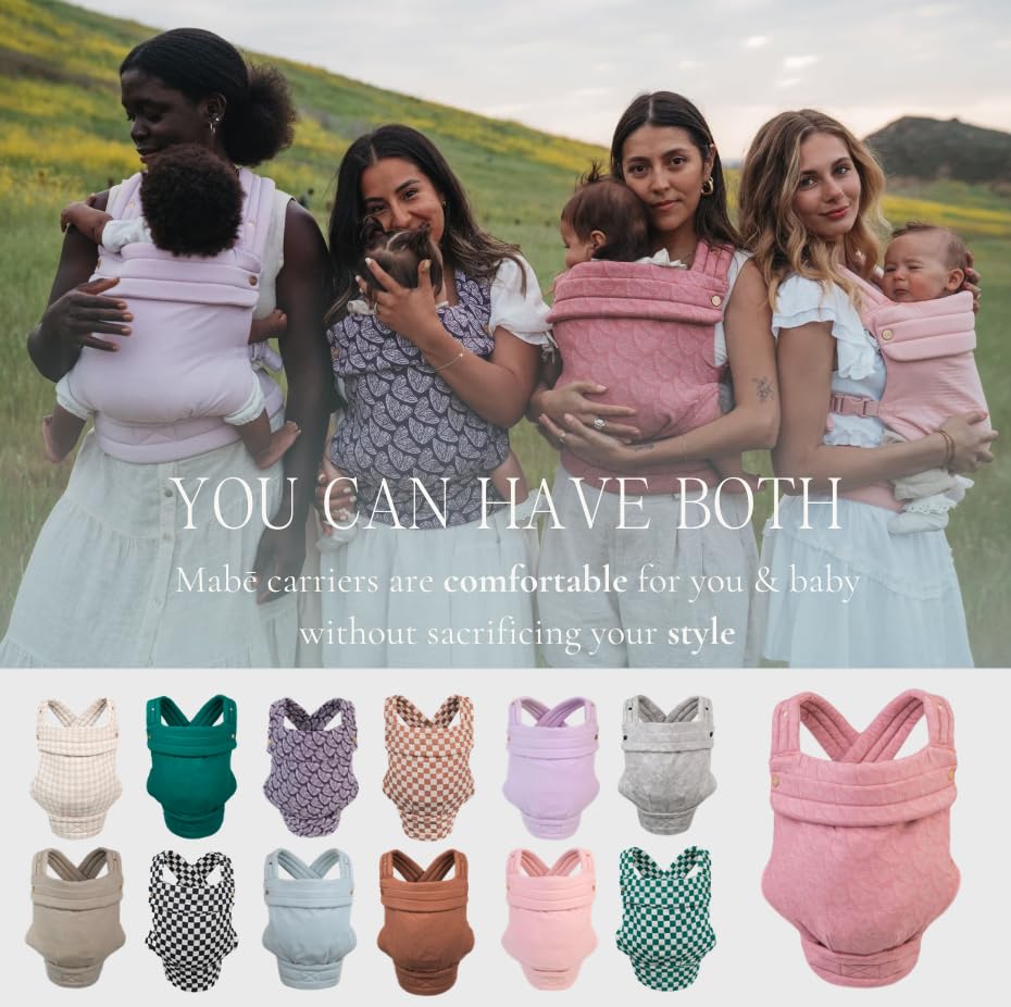 Mabē Monarch Ergonomic Baby Carrier – Premium Cotton Soft Structured Newborn to Toddler Carrier with Hip-Healthy Design, 3 Carry Positions (7-35lbs), Lightweight & Breathable, (Ebony Check)