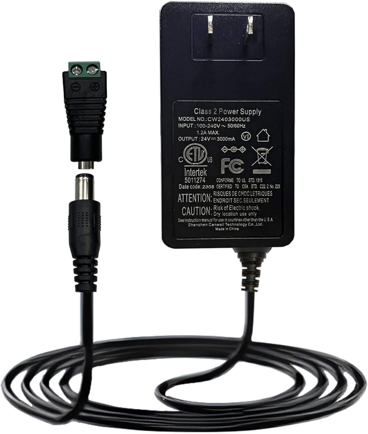 GIDEALED 24V 3A DC Power Supply,72W 24 Volt Power Supply for COB LED Strip Light,24v DC LED Light Adapter with 5.5x2.1mm DC Plug, AC 100~240V to 24vdc Low Voltage led Strip Lights Power Supply