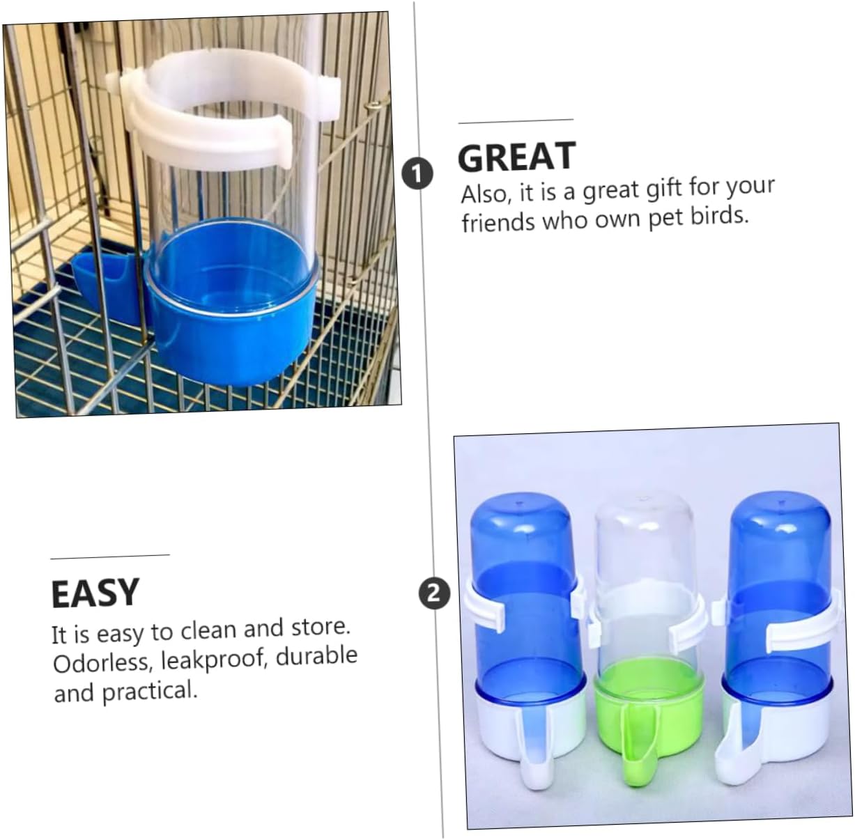 Automatic Bird Water Dispenser Leakproof Pet Drinking Fountain for Small Birds Parrots Cage Water Bowl 5.11X2.55X1.77 Inch Easy Installation Durable Hydration Solution