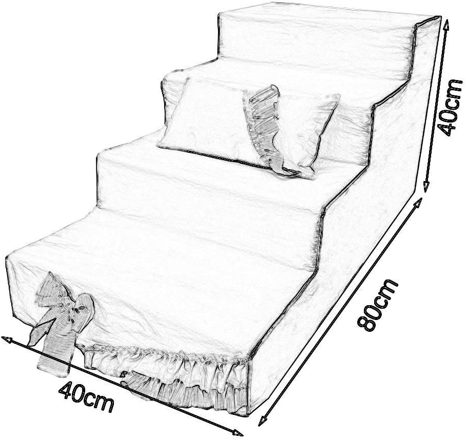 Pointed 4-Tier Pet Stairs for Medium Large Dogs for High Beds and Tall Sofas, Removable Non-Slip Base, Stair Treads