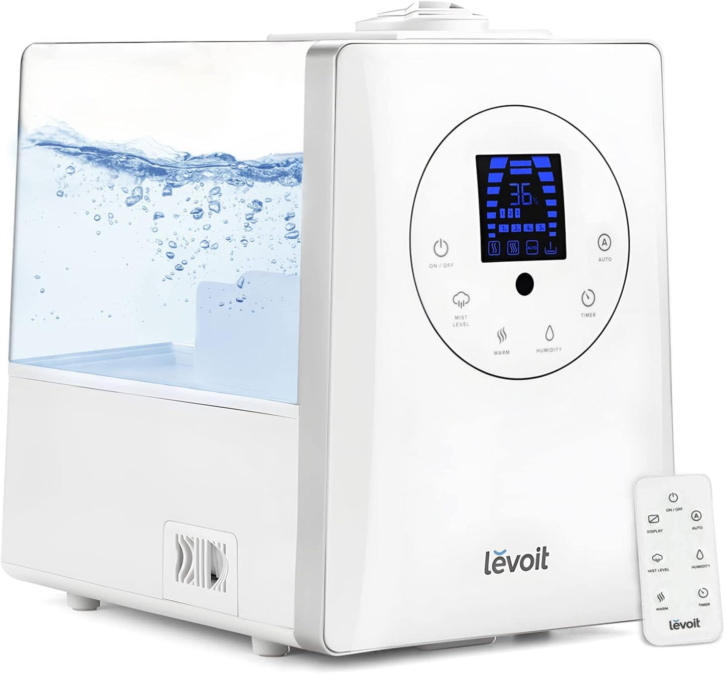 LEVOIT Humidifiers, Blue & Humidifiers for Bedroom Large Room 6L Warm and Cool Mist for Families Plants with Built-in Humidity Sensor, Essential Oil, Timer Setting, White
