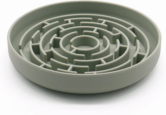 Slow Feeder Dog Bowl, 7.8 x 7.8 inches, Silicone Pet Puzzle Bowl with Suction Base, Foldable (Light Green)