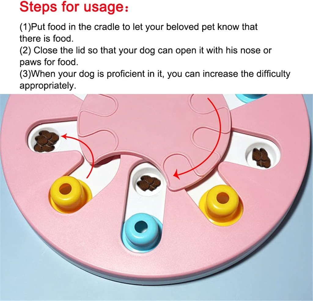 Pet Dog Training Toy Educational Puzzle Toys for Dogs Anti Bite Slow Feeding Bowl Dog Food Dispenser Game Interactive Toy (Blue)