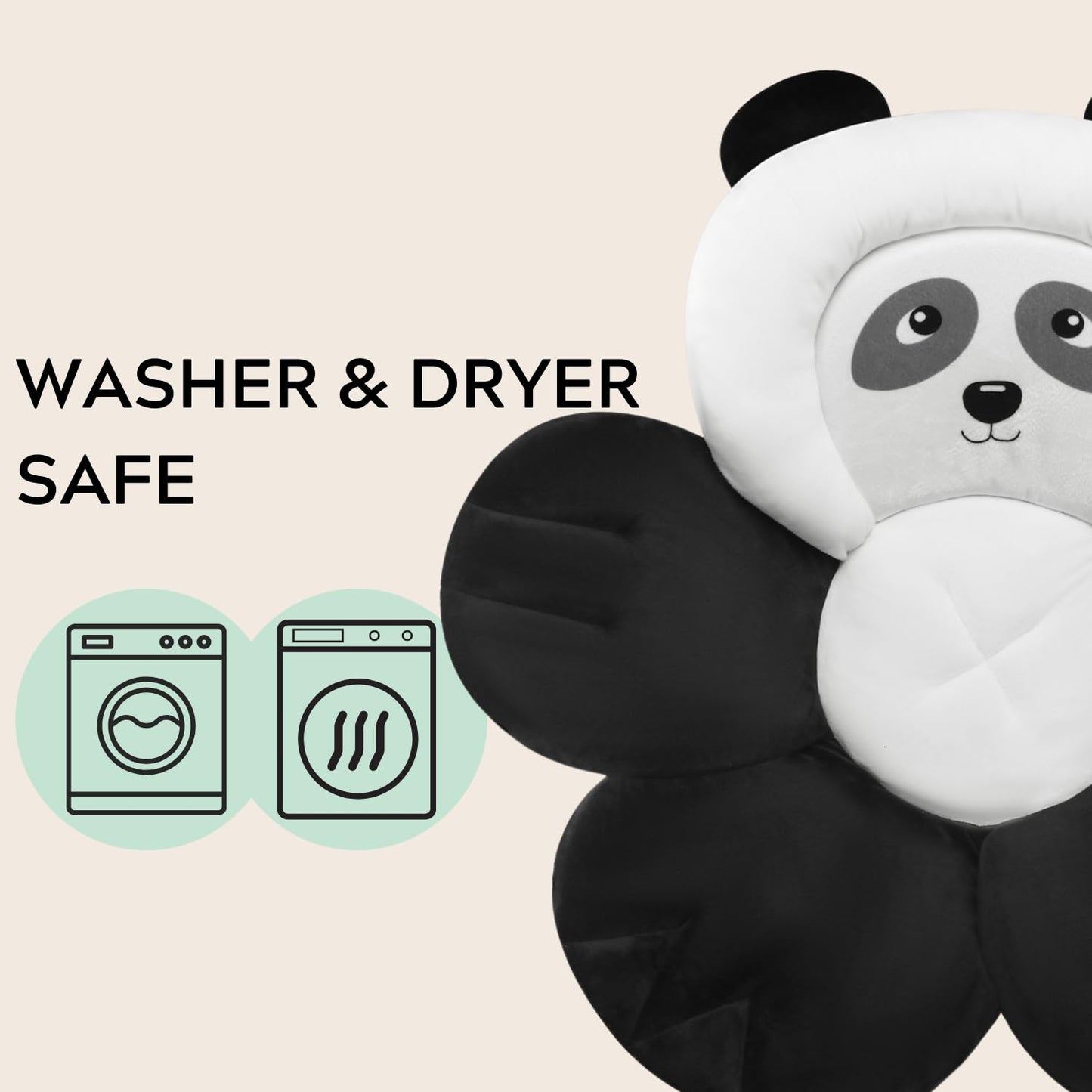 PandaEar Baby Bath Pad for Infant Newborn | Bath Seat Soft Panda Cushion Mat for Sink Bathtub Essentials Shower Gift (Black)