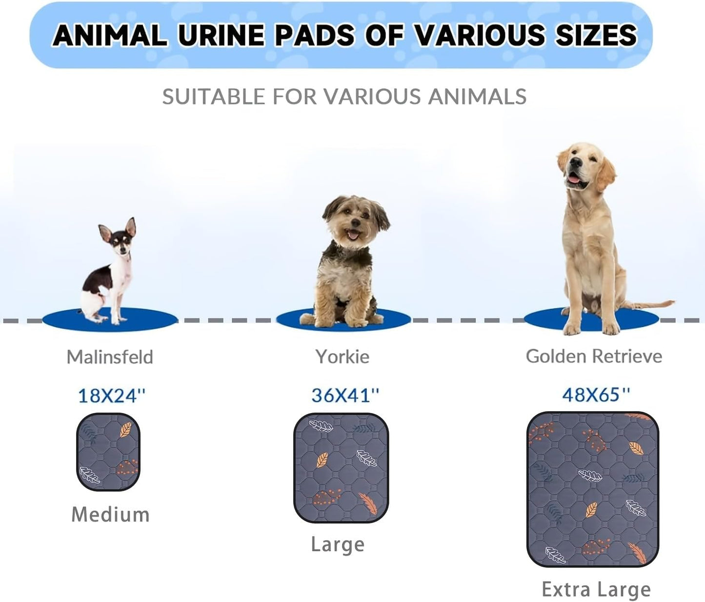4'Pcs Washable Pee Pads, Reusable Puppy Pet Training Pads, Waterproof Dog Crate, Whelping Pad, Non-Slip Protects Against Urine Leakage Deep Grey Medium