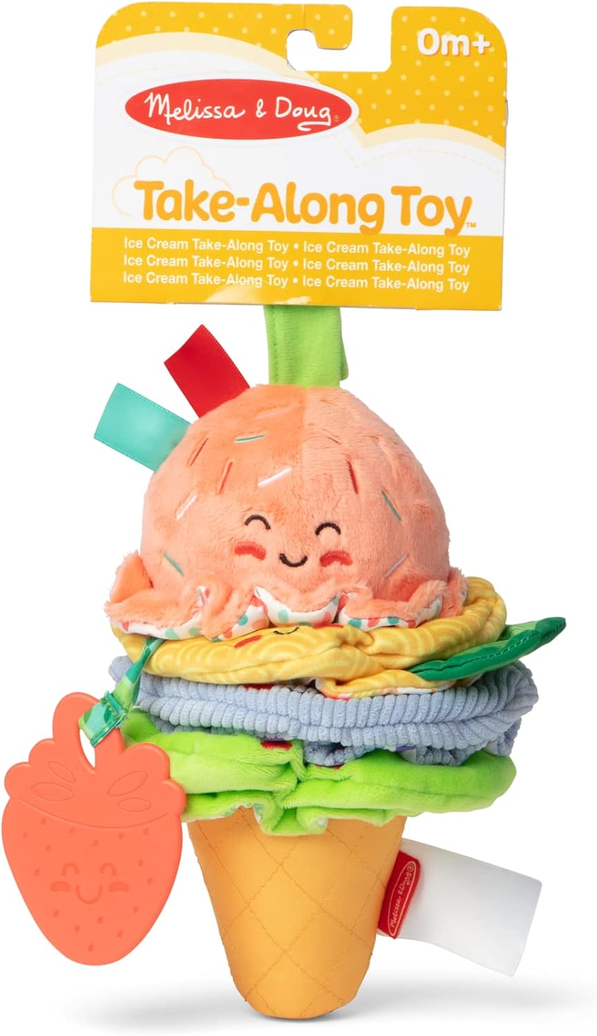 Melissa & Doug Ice Cream Take-Along Clip-On Infant Toy with Sound and Vibration